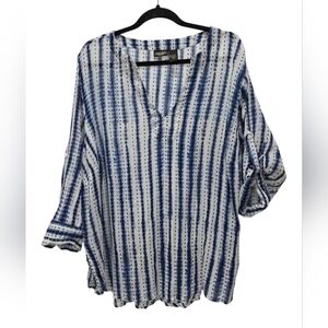 Sara Studio 100% Cotton Blue/White Tunic, Size 1 X